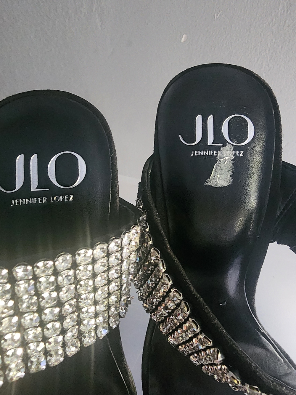 Jennifer Lopez by Jennifer Lopez Black Crystal-Embellished Mule Heels - Picture 2 of 4
